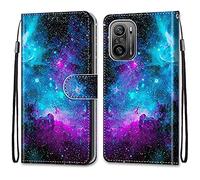 Mo-Somnus Coque pour Xiaomi Redmi K40 Pro/Xiaomi Mi 11i 5G / Poco F3, Etui en Cuir PU Portefeuille Housse Coque avec 360 Degrés Silicone Protection Cover Cuir Magnétique Flip Béquille (Ciel Étoilé)
