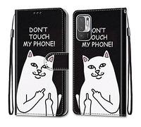 Mo-Somnus Coque pour Xiaomi Redmi Note 10 5G, Etui en Cuir PU Portefeuille Housse Coque avec 360 Degrés Silicone Antichoc Protection Cover Cuir Pochette Magnétique und Flip Béquille (Chat 5)