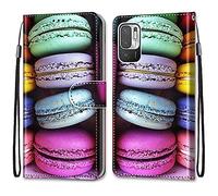 Mo-Somnus Coque pour Xiaomi Redmi Note 10 5G, Etui en Cuir PU Portefeuille Housse Coque avec 360 Degrés Silicone Antichoc Protection Cover Cuir Pochette Magnétique und Flip Béquille (Macarons)