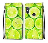 Mo-Somnus Coque pour Xiaomi Redmi Note 5 Pro, Etui en Cuir PU Portefeuille Housse Coque avec 360 Degrés Silicone Antichoc Protection Cover Cuir Pochette Magnétique und Flip Béquille (Citron)