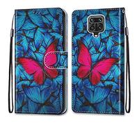 Mo-Somnus Coque pour Xiaomi Redmi Note 9S / Note 9 Pro, Etui en Cuir PU Portefeuille Housse Coque avec 360 Degrés Silicone Antichoc Protection Cover Cuir Magnétique und Flip Béquille (Papillon)