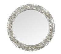MO.WA Miroir Mural Baroque Ø 66, Miroir Rond Cadre en Bois, Miroir Feuille d'argent, Miroir Classique, Mirroirs muraux baroques, Made in Italy