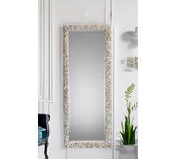 MO.WA. Miroir Mural Classique 62x162 Feuille d'argent, Cadre Pleine Longueur rectangulaire, Miroirs Bois argenté, Décoration Murale pour Salon Chambre Maison