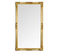 MO.WA Miroir Mural Classique Grand 82x142 Feuille d'or posée à la Main Miroir Baroque Style Ancien Louis XIV Contour Bois doré Miroirs muraux Classiques Salon Maison - Made in Italy