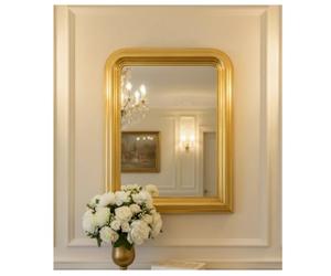 MO.WA Miroir Mural Classique Louis Philippe 67x87 Cadre doré Feuille d'or, Antique Miroirs cheminée Chambre Salle de Bain Couloir Made in Italy
