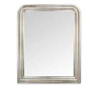 MO.WA Miroir Mural Classique Louis Philippe 83x111 Feuille Argent, Cadre en Bois argenté à la Main, Made in Italy, à accrocher cheminée, Chambre, Salle de Bain, Salon
