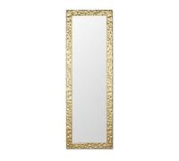 MO.WA Miroir Mural Doré Long Moderne cm. 46x141, fabriqué en Italie, Miroir Cadre Or en Bois, accrocher Chambre, Couloir, Salon entrée Ameublement Maison