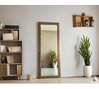 MO.WA Miroir Mural Long Moderne, Miroir Mural 55 x 145 Cadre Bois Or Antique, fabriqué en Italie, Grand Miroir Pleine Longueur
