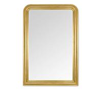 MO.WA Miroir Mural Louis Philippe 92x137 cm, Miroirs Classique Feuille d'or, Grand Cadre en Bois doré, sur la cheminée, Chambre, Salon, Salle de séjour Deco Maison Made in Italy