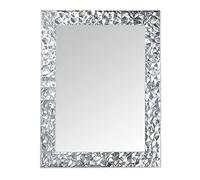 MO.WA Miroir Mural Rectangulaire Moderne 72x95, Miroir Feuille Argent, Miroir rectangulaire Bois argenté, miroirs Cadre, Miroir Mural Chambre, Made in Italy