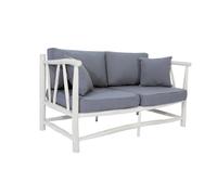 Moa fauteuil 2 personnes en teck avec coussin gris