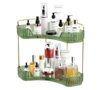 MOACC Organiseur de comptoir d'angle à 2 niveaux pour salle de bain, cuisine, commode, rangement de maquillage, organisateur de rangement d'angle pour salle de bain, cuisine, commode, vert