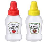 Moageme 2 Pièces Ketchup, 25ml Bouteilles à Sauce en Plastiques flacons compressibles vides pour Ketchup, Barbecue, Vinaigrette, Peinture, Distributeurs Condiments pour Boîte à Bento