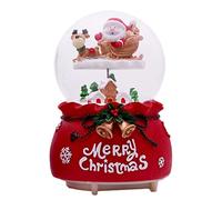 Moageme Boule à Neige Noël avec Lumières LED à Changement Couleur,Père Noël sur Une Base traîneau Boîte à Musique Boules Cristal Table 14x9cm