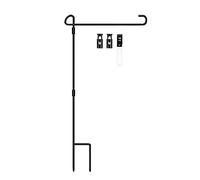 Moageme Porte-Jardin en Fer Forgé Support Jardin avec 2 Ressorts Coupe-Vent et 1 Clip, Intempéries et Facile À Assembler Et Revêtement Noir Mat Mât Jardin