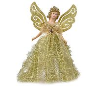 Moageme Topper de Sapin Ange - 22x13cm Haut de Noël en Plastique, Figurine pour Décorations de Sapin et Maison Festive (Or)