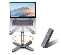 Moallia Support pour ordinateur portable avec base rotative à 360°, support en métal pour travail collaboratif, entièrement pliable pour un rangement facile, s'adapte à tous les MacBook, ordinateurs