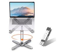 Moallia Support pour ordinateur portable avec base rotative à 360°, support en métal pour travail collaboratif, entièrement pliable pour un rangement facile, s'adapte à tous les MacBook, ordinateurs