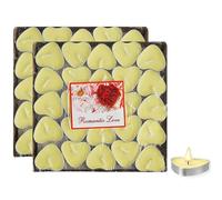 MOAMUN 100 Bougie Chauffe Plat en Coeur, Bougies Chauffe Plat Mini Bougie Decorative Bougies Romantique en Vrac Sans Fumée pour Saint-Valentin Mariage l'Anniversaire La Décoration De Noël(Jaune)
