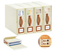 MOAMUN 4 Rangement Drap De Lit, Pliable Organisateur De Lit Rangement Draps avec Étiquettes Poignées et Fenêtre, Housse Rangement Couette Boite Rangement Drap Pour Couette Serviettes Couvertures
