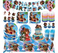 Moana - décoration d'anniversaire, vaisselle, tasse, assiette, gâteau, ballons, sacs cadeaux, thème Vaiana Moana, fournitures de fête prénatale pour filles 10pcs 9inch plate