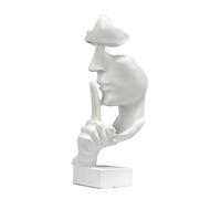 Moaobooh Sculpture Déco，Le Silence est d'Or Statue, Figurines Décoratives, Ornement de Maison Art Résine Créative Sculpture Ornement Bureau Bibliothèque Décoration de Table (Blanc)