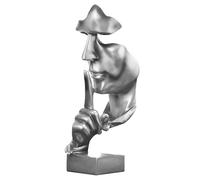 Moaobooh Sculpture décorative, silence en or, statue décorative, décoration de maison, sculpture créative en résine synthétique, pour bureau, étagère, décoration de table (argent)
