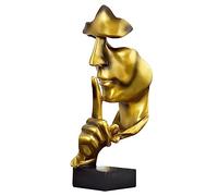 Moaobooh Sculpture décorative, silence en or, statue décorative, décoration de maison, sculpture créative en résine synthétique, pour bureau, étagère, décoration de table (doré)