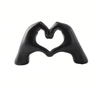 Moaobooh Sculpture main en cœur, statue de doigt d'amour moderne, statue de geste romantique, figurine décorative pour salon, bureau et chambre pour mariage créatif (noir)