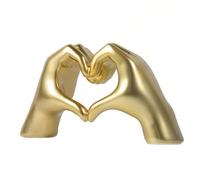 Moaobooh Sculpture main en cœur, statue de doigt d'amour moderne, statue de geste romantique, figurine décorative pour salon, bureau et chambre pour mariage créatif (doré)