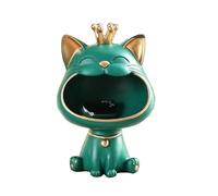 Moaobooh Statue de Chat Porte-Bonheur - Sculpture de Rangement pour Petits Objets Décoratifs - Maison, Salon, Entrée - Chat Rieur (Vert)