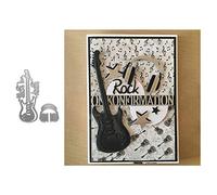 Moares Dies De Decoupe Scrapbooking,Scrapbooking Dies,Casque de Guitare en m¨¦tal Matrices de d¨¦Coupe Bricolage Scrapbook Papier Cartes Album Artisanat Pochoir - Argent