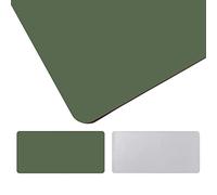 moaupr Bureau Double Face Tapis De Bureau, étanche Et en Cuir PU Accessoires De Protection De Bureau pour Ordinateur Portable, Souris Et écriture Vert Foncé + Gris 30x110cm/11.81x43.31in