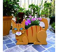 moaupr Pots De Fleurs en Plein Air Jardinière De Chat Animal Décor Pots Pot De Fleur en Forme De Chaton Mignon Boîtes De Jardinière en Bois pour Bureau Intérieur Extérieur Maison Jardin Décoration