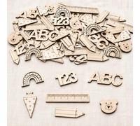 MOAZIFI Décoration de rentrée scolaire - 70 pendentifs en bois - Kit de bricolage - Pour enfant scolaire 2026 - Décoration de rentrée scolaire garçon 2026 - Pour sac d'école - Décoration de table