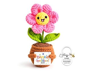 MOAZIFI Fleur crochetée à la main dans un pot comme cadeau d'éducatrice et cadeau d'honneur - Joli cadeau d'adieu pour enseignante, enseignante, cadeau de remerciement, merci que tu m'as aidé à