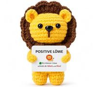 MOAZIFI Lion positif crocheté à la main comme porte-bonheur - Cadeau de bonne chance et d'examen, petit lion, mascotte