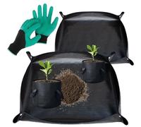 MOAZIFI Lot de tapis de plantation - Tapis de jardin imperméable 66 x 66 cm et 100 x 100 cm - Avec gants pour rempotage et jardinage