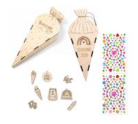 MOAZIFI Sac d'école en bois pour garçons et filles - Sac à sucre à peindre - Petit frères et sœurs 25 cm avec strass et pendentifs - Mini cadeau de rentrée scolaire 2026