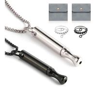 MOAZIFI V2 Lot de 2 colliers anti-fumée originaux pour Mindfulness - En acier inoxydable - Aide respiratoire contre les attaques de panique, le stress et la méditation - Avec 2 sachets à bijoux et 2