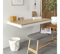 MOB-IN Bureau Mural chêne et Blanc 120cm - avec Passe câbles