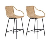 MOB-IN Chaises de Bar et d'ilot 65 cm Moorea en rotin synthétique et métal-Lot de 2