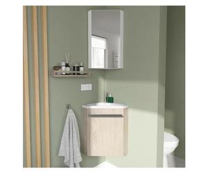 MOB-IN Ensemble Lave-Mains d'angle SKINO + Vasque + Armoire de Toilette