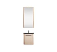 MOB-IN Ensemble Lave-Mains d'angle Suspendu avec Armoire d'angle décor chêne