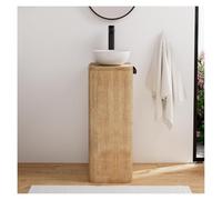 MOB-IN Ensemble Lave-Mains Totem en chêne Massif Vieilli avec Vasque Ronde Tom