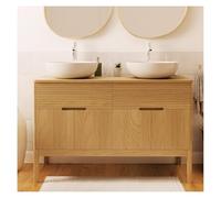 MOB-IN Ensemble Meuble Double-Vasque 120 cm chêne Naturel + 2 vasques Alaska