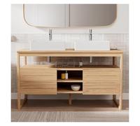 MOB-IN Ensemble Meuble Double Vasque Atoll 140 cm + Vasques + Robinets