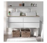 MOB-IN Ensemble Meuble Double Vasque Blanc 120cm + 2 vasques Sorrento
