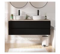 MOB-IN Ensemble Meuble Double Vasque Noir Carbone 120cm + 2 vasques Sorrento