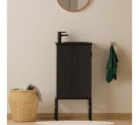 MOB-IN Ensemble Meuble Lave-Mains chêne Carbone + Robinet Studio